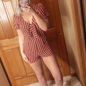 Striped Short Sleeve Romper